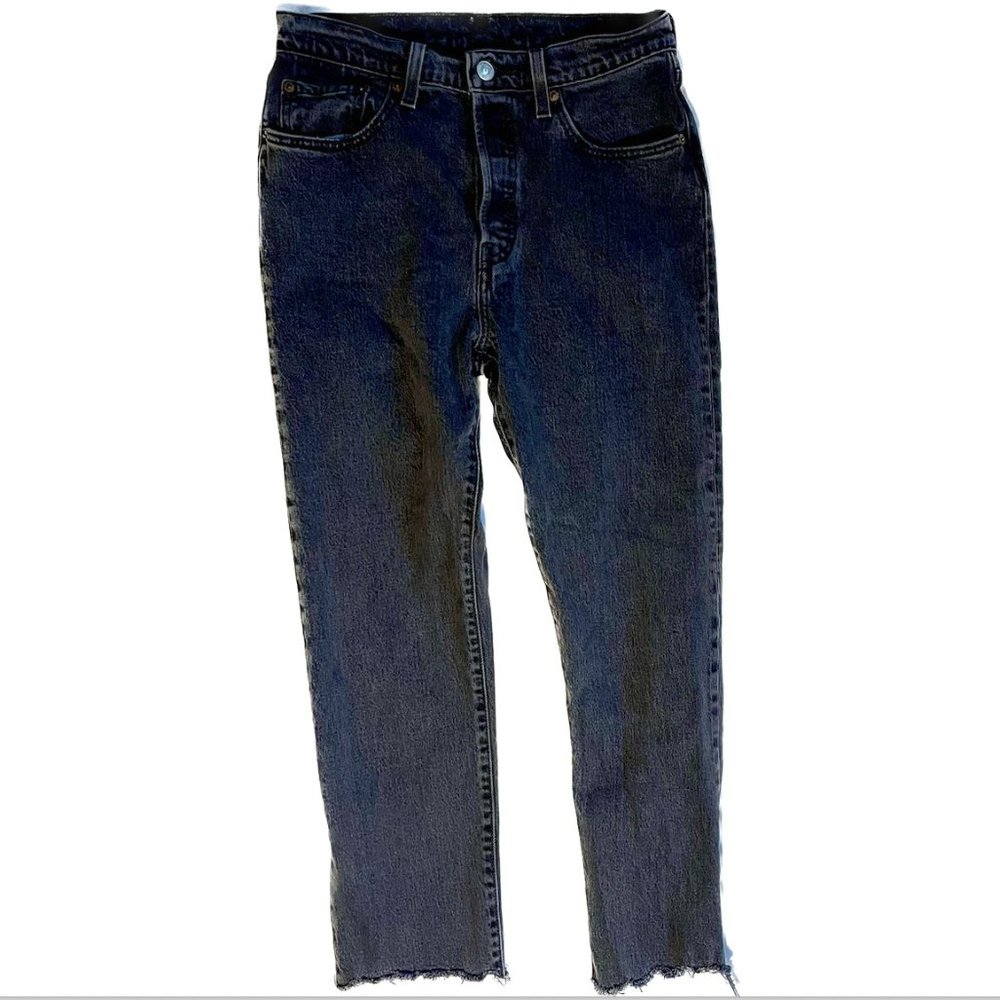 Levi's 501 Straight Leg Raw Hem Black Jeans wegdie  W27 L26
